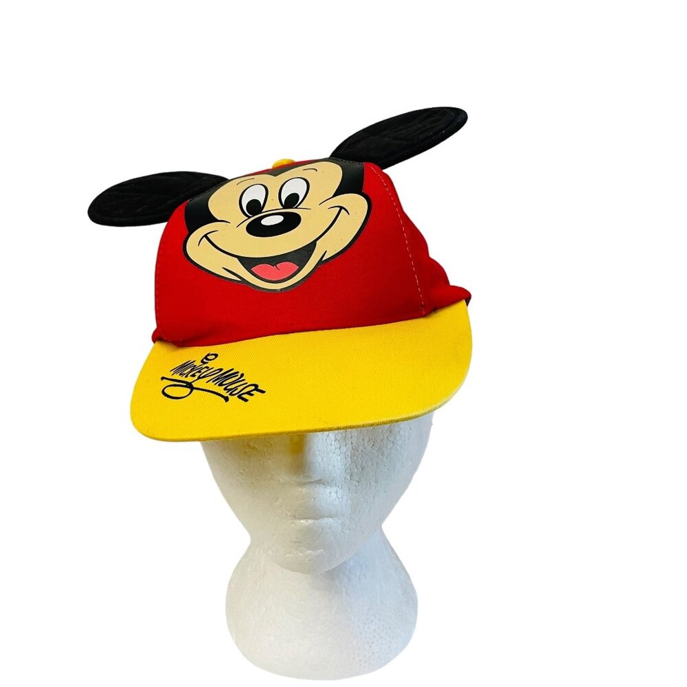 Disney Mickey Mouse Hat Youth OSFM Red Yellow 3D Ears Snapback Baseball Cap